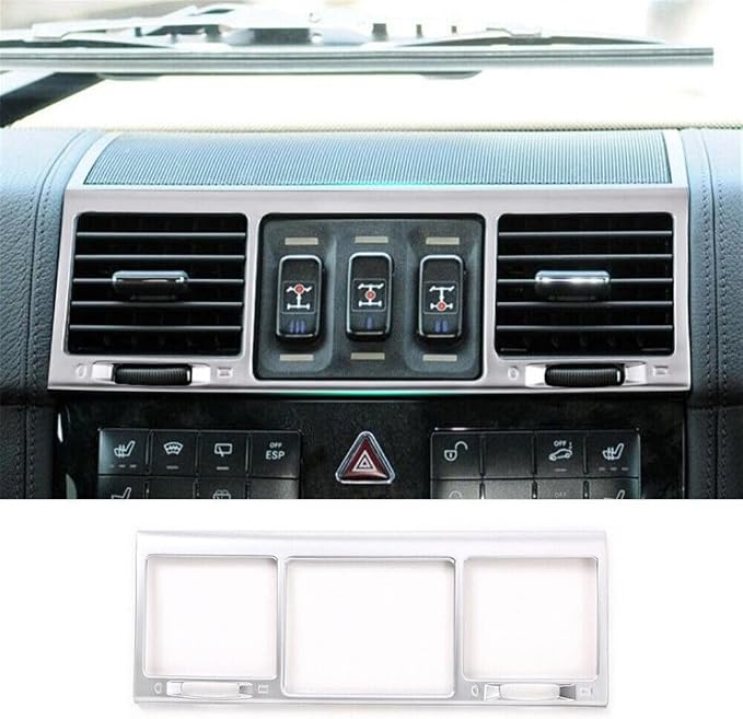Car Central Air Condition Outlet Vent Cover Frame Trim，Fit forMercedes-Ben-z G Class W463 G350 G55 G63 2004 2005 2006 2007 2008 2009 2010 2011，ABS Center Control Air Vent Outlet Trim (Silver)