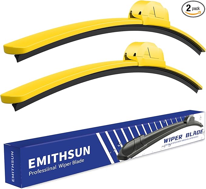 OEM QUALITY 24" + 19" Premium All-Seasons Durable Stable And Quiet Yellow Windshield Wiper Blades (Set of 2)