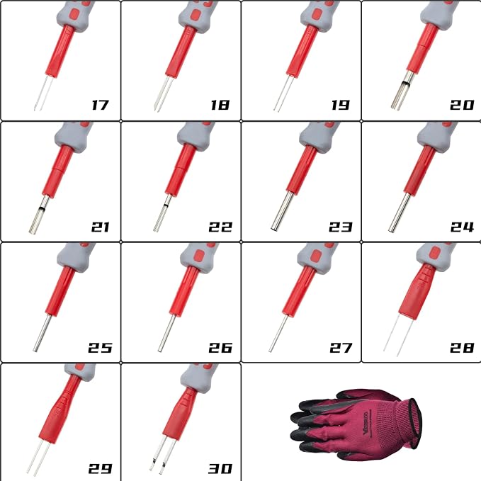 30 Pcs Universal Terminal Removal Tool Kit, for Replaces The Universal Vehicle Wire Harness Pin Connector Release Tool Set, with Stainless Steel Connectors and Non-Slip Handles