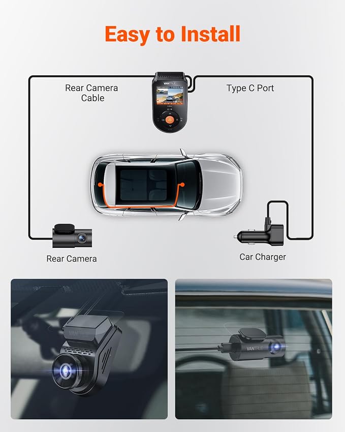 Vantrue S1 Pro Dash Cam Front and Rear, 60FPS STARVIS 2 Dash Camera, PlatePix™ Tech, AI Dual Dash Cam with ADAS & BSD, Night Vision Car Camera with 5G WiFi, GPS, Voice Control, 24/7 Parking Mode