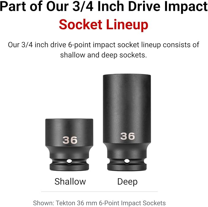 TEKTON 3/4 Inch Drive x 1-1/8 Inch Deep 6-Point Impact Socket | SID33029