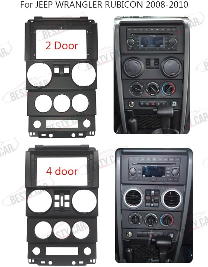 Fits for Jeep Wrangler 2008 2009 2010 4 Doors Car Radio Stereo Fascia Frame Double DIN 9 inch Dash Installation Mounting Kit