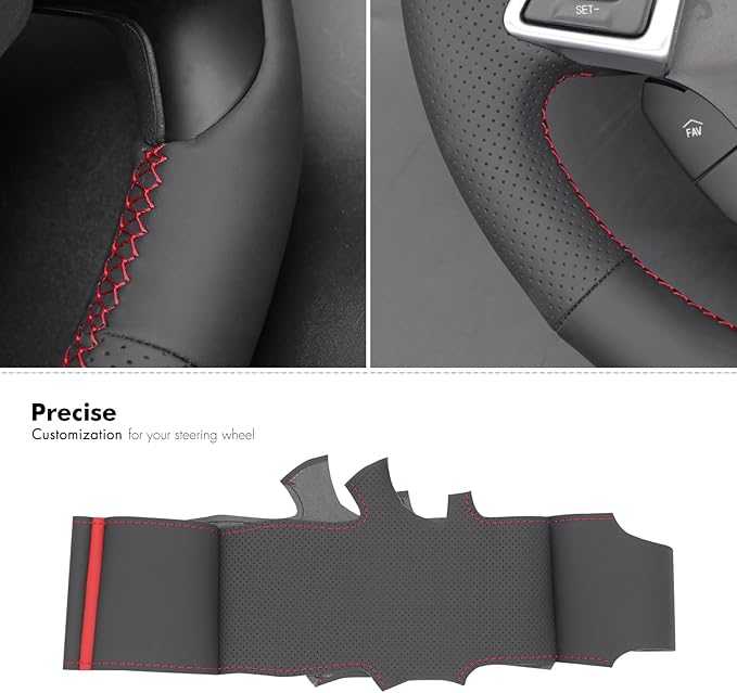 MEWANT for Camaro Steering Wheel Cover 2016-2024 Hand-Stitched for Chevy Camaro Car Steering Wheel Wrap