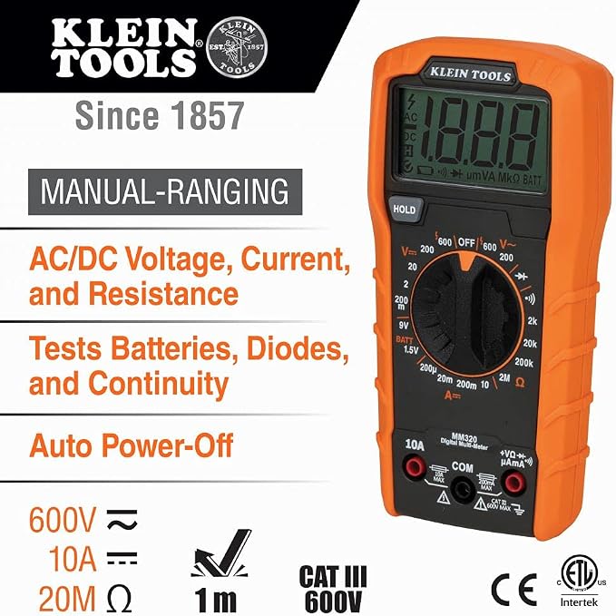 Klein Tools Electrical Test Kit with Digital Multimeter, Non-Contact Voltage Tester, Receptacle Tester | Klein Tools Circuit Breaker Finder with GFCI Outlet Tester