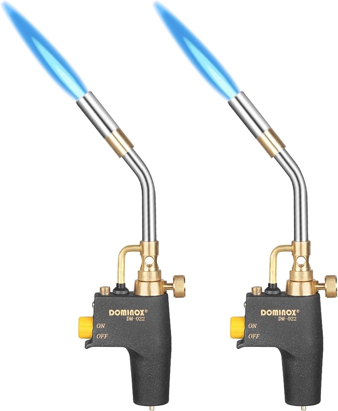 DOMINOX 2 Packs Propane Torch, High Intensity Trigger Start Gas Torch Head for Propane, MAP and MAPP Tank, Soldering Torch for Ignition, Barbecue, Lighting, Soldering