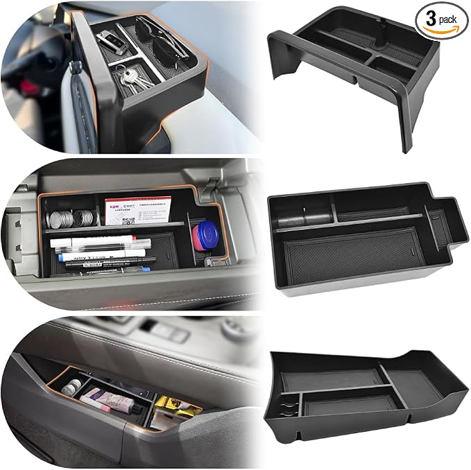 3PCS Center Console Organizer for 2021-2026 Nissan Rogue S/SV/Rock Creek Accessories, Dashboard Storage Tray + Armrest Box + Lower Console Organizer Durable ABS (Only Fit 8-Inch Screen)