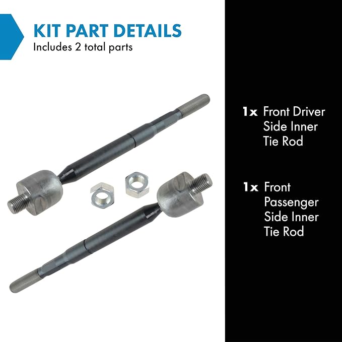 TRQ Front Inner Tie Rod Set 2 Piece Compatible with 2007-2008 Toyota Yaris