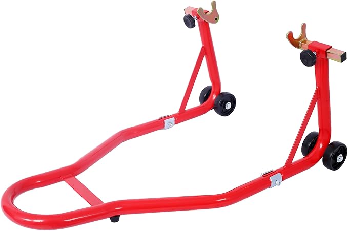 Donext Motorcycle Stand 1000LB Sport Bike Front and Rear Wheel Lift Swingarm Paddock Stands Red, U