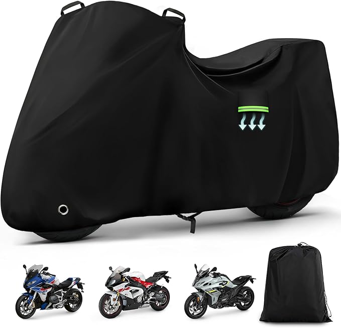 Motorcycle Cover Waterproof for BMW R1250 RS/R1300 RS/S1000 RR/F900 XR, Heavy Duty Outdoor Sun Rain Snow UV Dust All Weather Protection Motorbike Cover with Soft Cotton Lining & Lock Hole