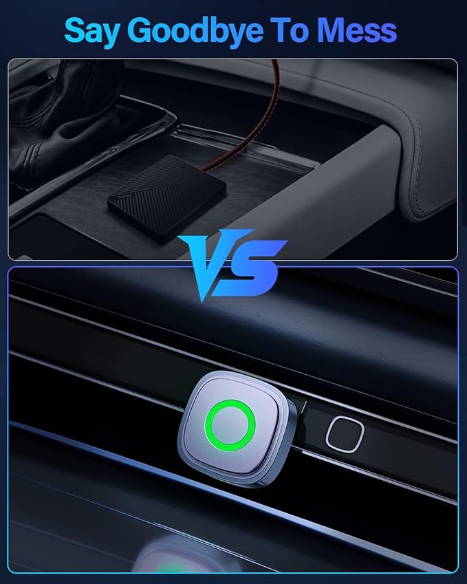 Simple CarPlay Wireless Adapter, Plug & Play in 3-5 Sec, 5.8GHz Stable Connection, Easy Wireless CarPlay & Android Auto Adapter for Any Car