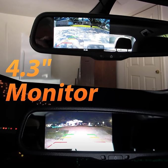 EWAY Tailgate Handle Backup Reverse Camera with 4.3 inch Rear View Mirror Monitor Kit for Chevy Silverado/GMC Sierra Fleet Side Metal Bed 1500 2500 3500 1999-2006 Reversing Parking Camera
