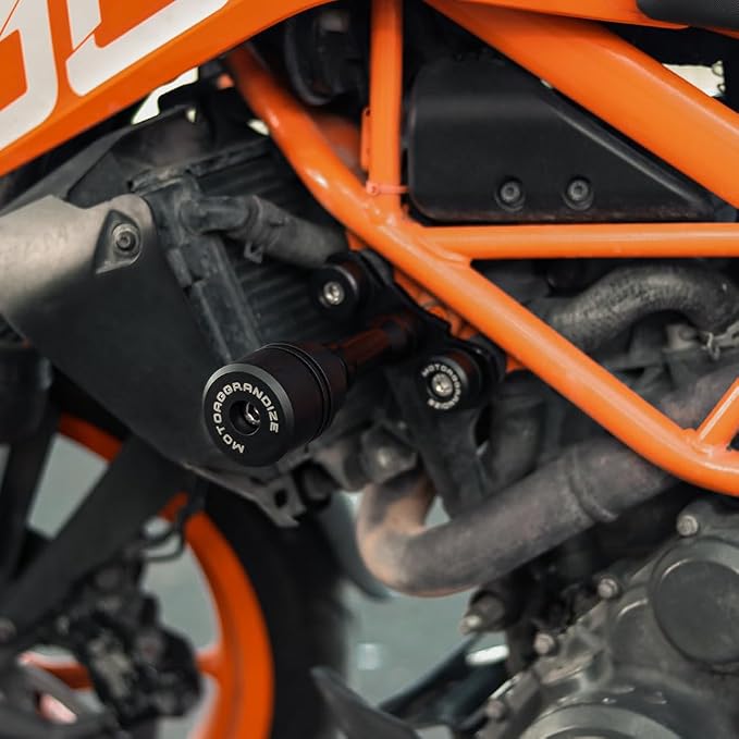 Motoaggrandize Frame Sliders | Crash Protectors for KTM Duke 125 | 200 | 250 | 390 [Gen 1 and Gen 2 only] | Colour: Black