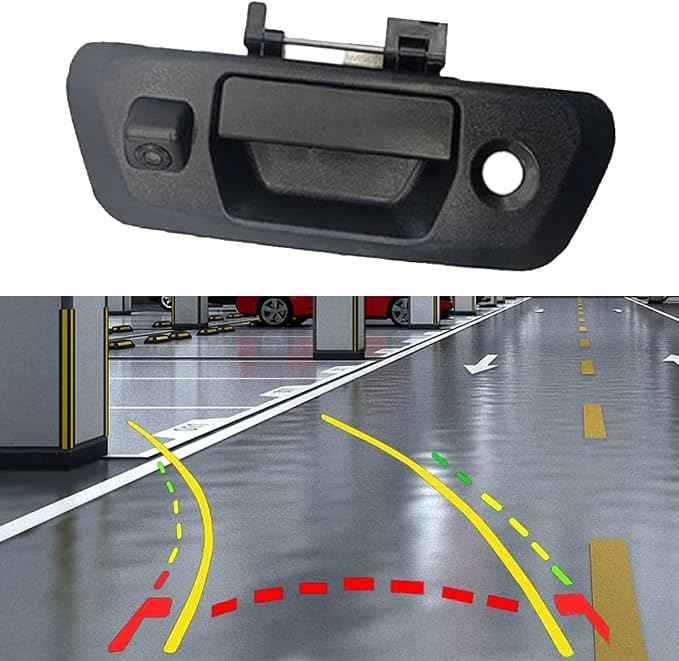 Riloer Tailgate Handle Rear View Backup Camera with Dynamic Guidelines Silver, Compatible with Nissan 2015-2018 Navara D23 NP300, CCD (Charge-Coupled Device) Tailgate Door Handle Camera