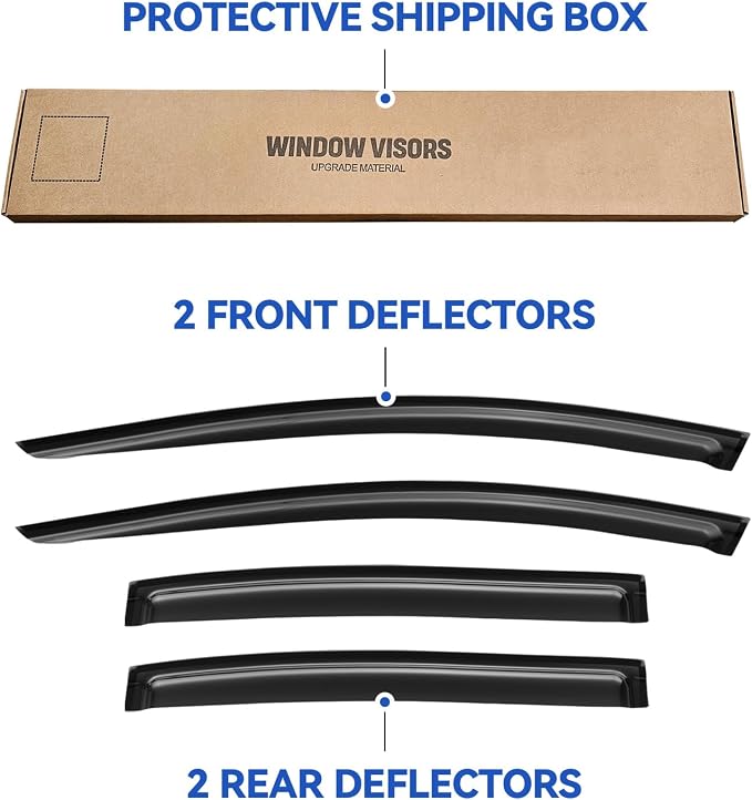 Window Visors Rain Guards for 1997-2003 Chevy Malibu, Out-Channel Window Vent Wind Deflectors Visors Shades for 1997 1998 1999 Oldsmobile Cutlass Sedan