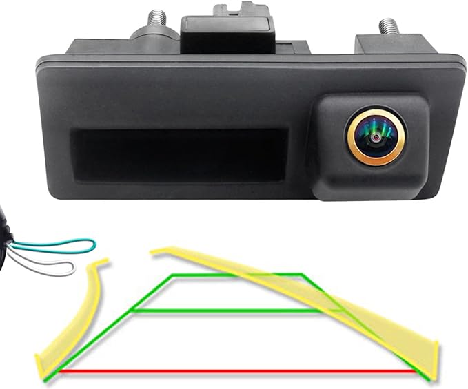 Vehicle Backup Camera CCD Compatible for Audi A4 A4L A3 S4 RS4 B9 for VW Lavida Plus Skoda Car Rear View Reverse Parking Fisheye Lens Car Trunk Handle Camera with Moving Guide Parking line