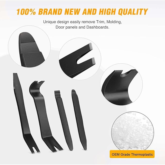 GOOACC 5 PCS Nylon Auto Trim Removal Tool Kit No-Scratch Removal Tool Kit for Car Clip Panel & Audio Dashboard Dismantle Black