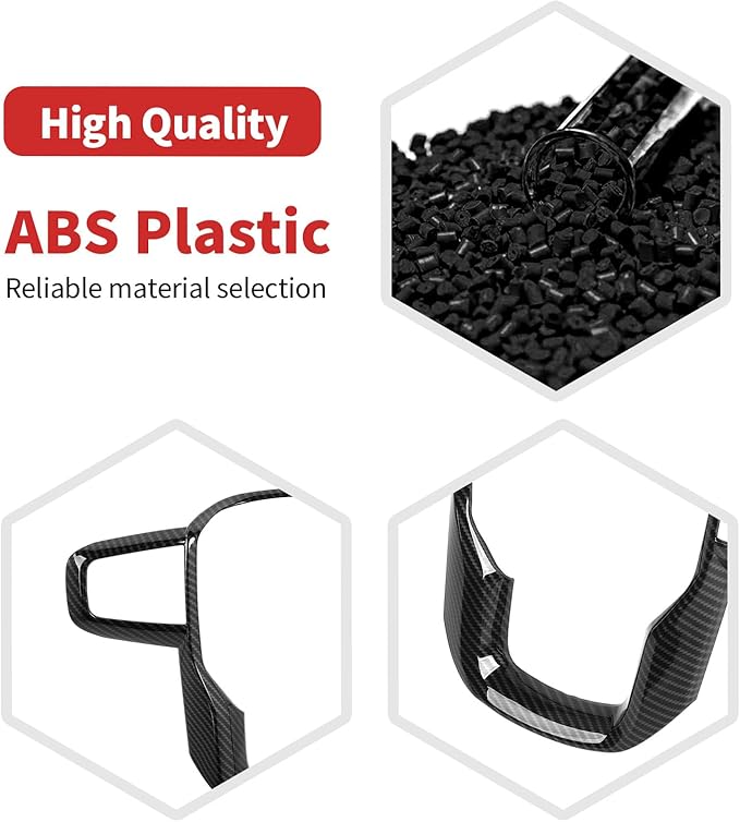 for Sierra Steering Wheel Panel Trim Sticker for GMC Sierra 2019 2020 2021 2022 2023 2024-Present Black Carbon Fiber Interior Accessories 1pc