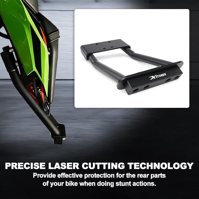 Xitomer Scrape Bars Compatible with Ninja ZX-10R 2016-2025, Ninja ZX 10RR 2021-2025 Rear Rack Stunt Parts Wheelie 12 bar Tail Bar With Subcage