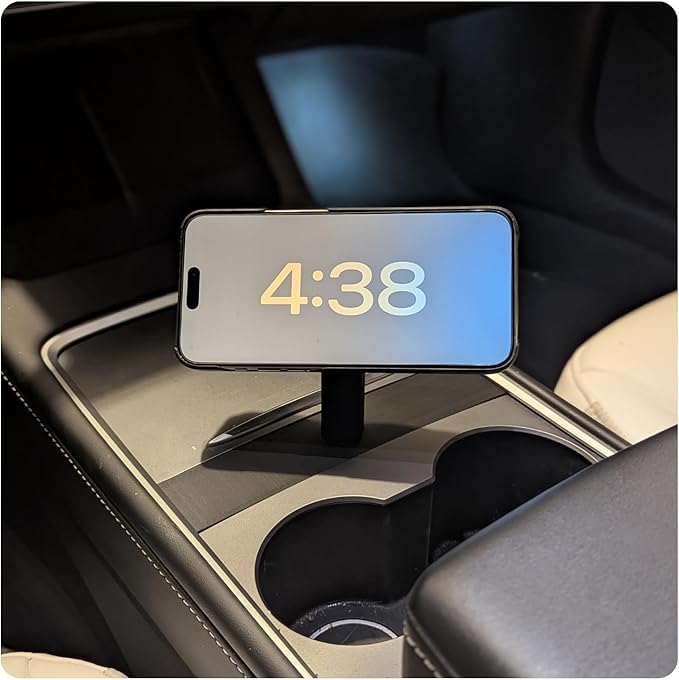Wireless Charging Phone Mount Compatible Tesla Model 3 (pre-2024) & Model Y (pre-2025) Vehicles, Compatible with MagSafe iPhones and Android Devices, Center Console Docking Station