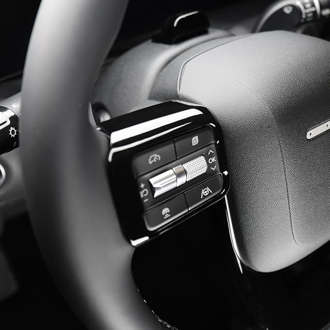 Steering Wheel Cover Trim Compatible with Santa FE 2024 2025 Hyundai IONIQ 9 Accessories(Black)