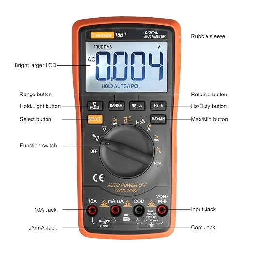 Auto Ranging Digital Multimeter TRMS 6000 with Battery Alligator Clips Test Leads AC/DC Voltage/Account,Voltage Alert, Amp/Ohm/Volt Multi Tester/Diode
