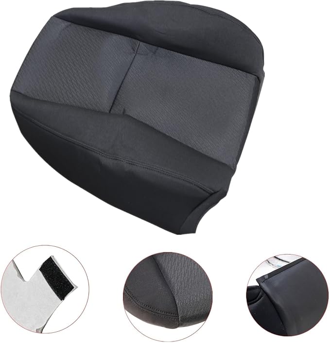 FZJDSD Black Driver & Passenger Side Bottom & Top Lean Back Cloth Seat Covers Compatible with Chevy Silverado Tahoe Suburban Avalanche GMC Sierra Yukon 2007 2008 2009 2010 2011 2012 2013 2014
