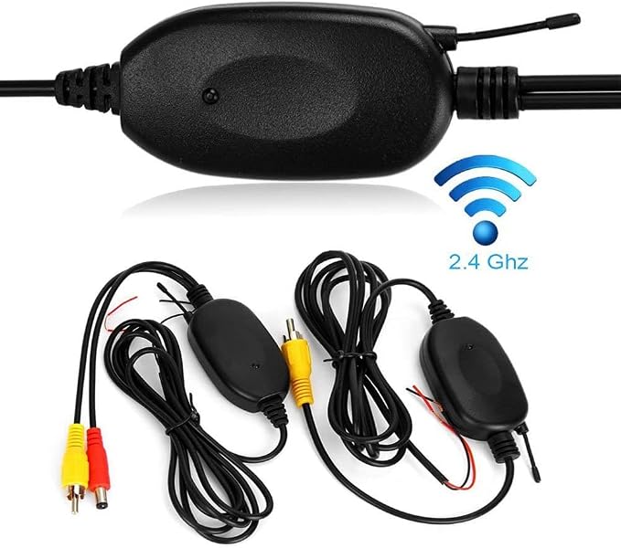 Wireless RCA Video Transmitter and Receiver Kit for Car Parking Backup Camera Monitor System (Model A with Reversing Control line)