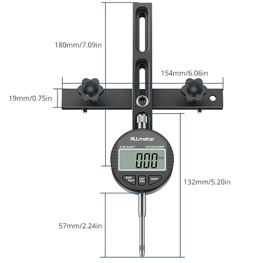 Table Saw Alignment Tool with Digital Dial Indicator,0.0005" Precision Calibration Gauge for Blade,Fence & Arbor Runout,Fast Setup CNC Aluminum Design,Fits Standard 3/4" (19mm) Miter Slots