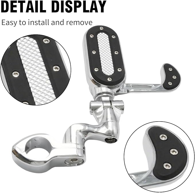 Adjustable Foot Pegs for 1.25" Engine Guard, Replacement for Road Street Glide Sportster Road King Electra Glide, Motorcycle Highway Pegs with Flip-out Heel Rests