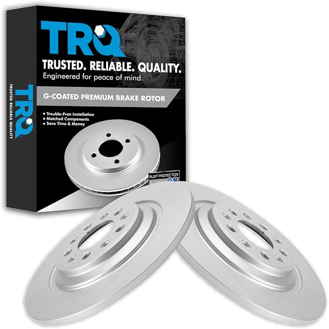 TRQ Rear Brake Rotor Set G Coated Solid Compatible with 2014-2023 Jeep Cherokee