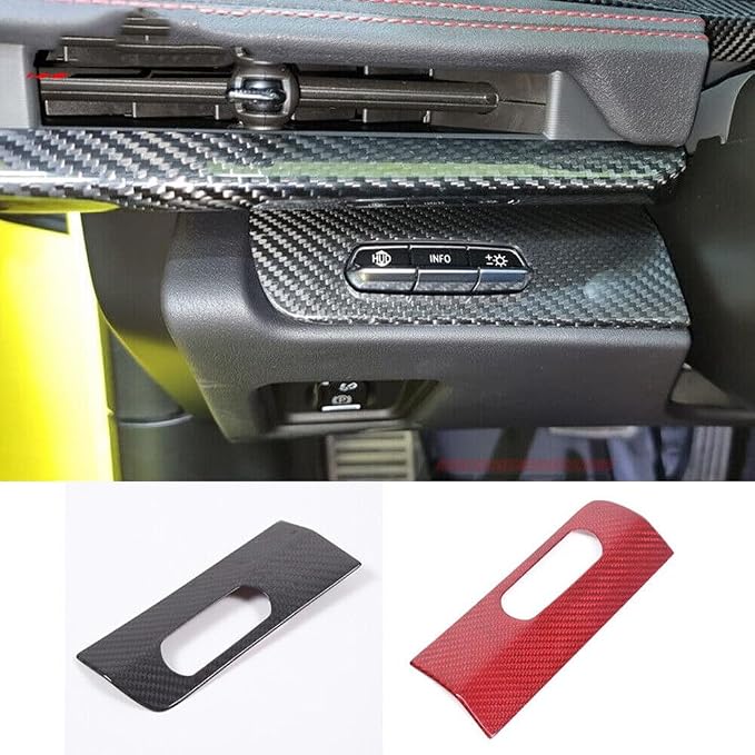 Auto Headlight Switch Button Panel Cover Trim，Compatible with forChevrole-t Corvette C8 Stingray Z06 Z51 2020 2021 2022 2023 2024 HUD Head-up Display Switch Trim Real Carbon Fiber (Red Carbon Fiber)