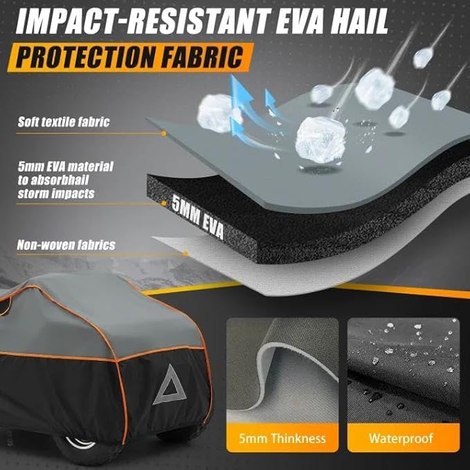 Specialized Hail Protector ATV Cover, Multi-Layered ATV Hail Blankets Protector Cover with 5mm Thick High Density EVA Cushioning Foam Pad and Reflective Stripes, 96(L) x 48(W) x 50(H) in