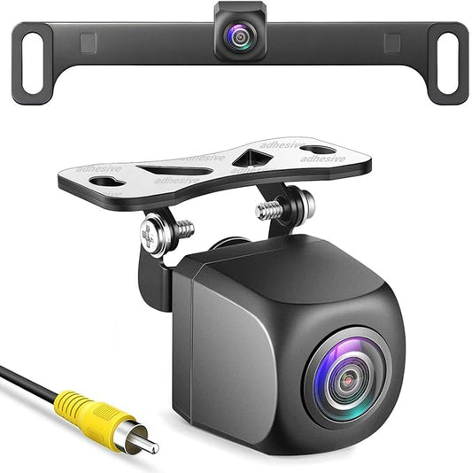 PixelMan Back Up Camera, AHD 1080P Excellent Night Vision Wide Angle, Upgraded Stainless Steel License Plate Backup Camera, IP69 Waterproof Metal Housing, Universal Rear View Reverse Camera for Car