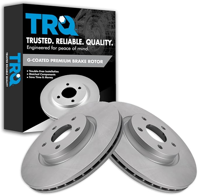 TRQ Front Brake Rotor Set G Coated Vented Compatible with 2013-2017 Ford C-Max 2013-2019 Escape 2008-2013 Volvo C30 2006-2012 C70 2004-2011 S40 2005-2011 V50