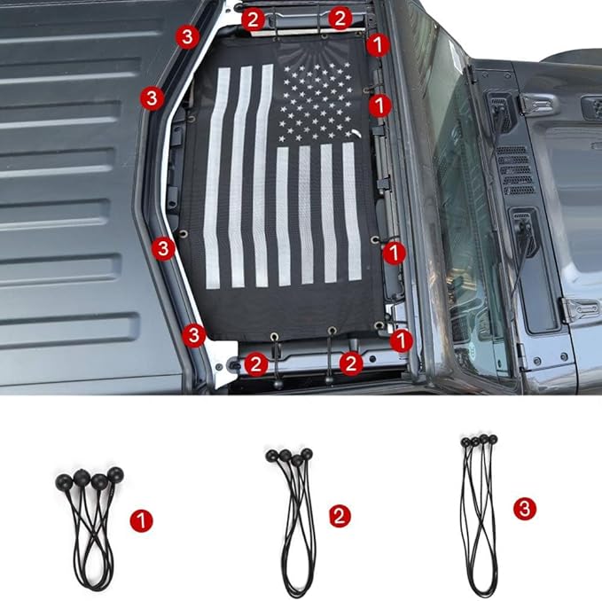 Voodonala for Jeep JL Sunshade Sun Shade Bikini Top Sunblock Mesh Heat Shield Mesh for 2018-2025+ Jeep Wrangler JL JLU 2/4 Door & 2020-2025 Gladiator JT, Block Heat Block UV Rays Flag