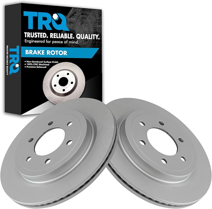 TRQ Rear Brake Rotor Set G Coated Vented Compatible with 2018-2021 Ford Expedition 2018-2020 F-150 2018-2021 Lincoln Navigator
