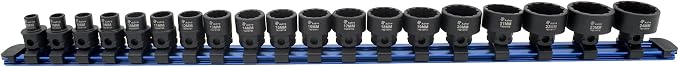 Astro Tools 78319T 19-Piece 12-Point 3/8" Drive Nano Impact Sockets 6-24mm - No Skips