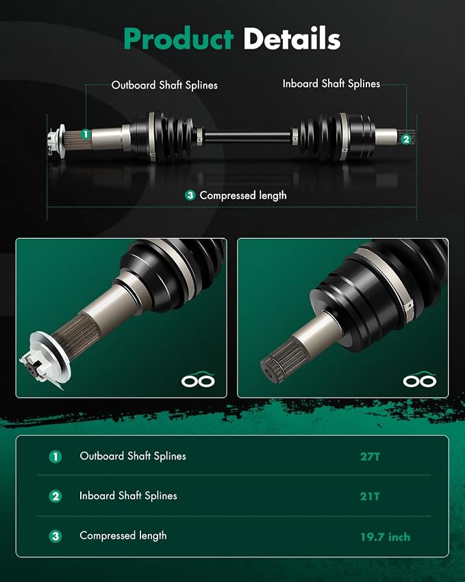 SCITOO CV Axle Drive Shaft Assembly 2003-2010 fits for Yamaha Bruin 350 Grizzly 350 400 Kodiak 400 Wolverine 450