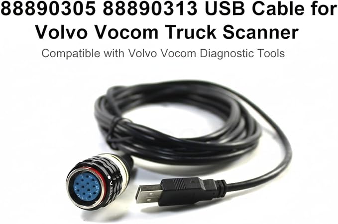 88890305 88890300 88894000 USB Cable for Volvo Vocom Diagnostic Adapter Tool, Scanner Cable Replacement for Truck & Excavator ECU Connection