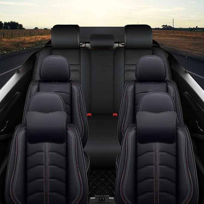 Car Seat Cover 7 Seats for Toyota Highlander 2001-2026, Durable Wear Resistant Waterproof Seat Covers, Breathable No Odor Premium Leather Vehicle Interior Accessories.(7 Luxury,Black)