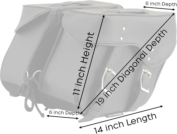 Milwaukee Leather SH55201ZB Black Large PVC Zip-Off Throwover Motorcycle Saddlebags - One Size