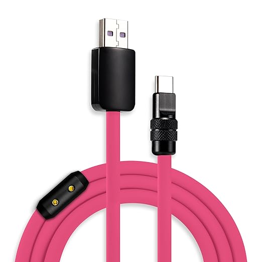chubbycable Black Chubby Pro - Samurai Cable 120W USB-C Cable Silicone Fast Charging USB C Charger Cord Compatible with iPhone 17-15 Series iPad Galaxy Series, Rose Red, USB-A to Type-C, 3.3FT