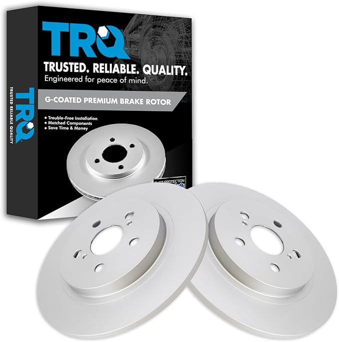 TRQ Rear Brake Rotor Set G Coated Solid Compatible with 2011-2017 Lexus CT200h
