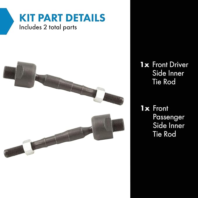 TRQ Front Inner Tie Rod Set 2 Piece Compatible with 2013-2022 Acura ILX 2012-2015 Honda Civic