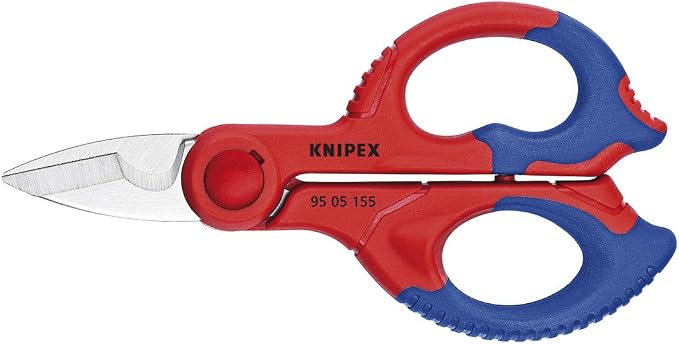 KNIPEX Tools Electrician's Shears (9505155SBA) and Long Nose Pliers With Cutter, Multi-Component (2612200) Bundle