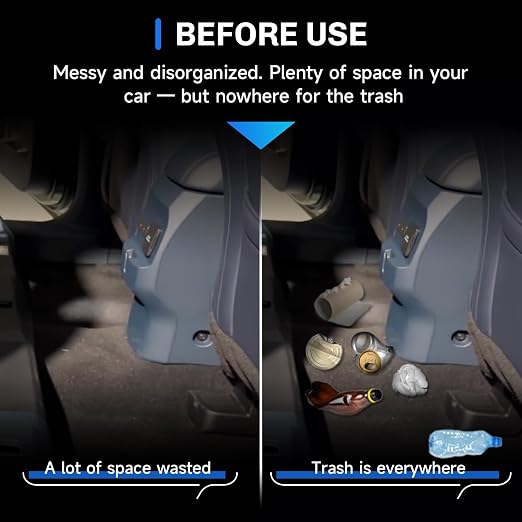 SXCY for 2025 2026 Ford Maverick Car Trash Can for 2022-2025 2026 Ford Maverick Accessories Rear Seat [OEM-Fit] Waterproof Leak-Proof 2-in-1 Trash Bin & Cupholder Organizer w/Lid Odor-Free Storage