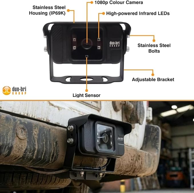 7.5" 1080P Professional Backup Camera System for Commercial Trucks, RVs, Heavy Equipment - German-Designed AHD Monitor - Night Vision, IP69K Waterproof, ECE R10 Certified Heavy Duty Reverse Camera