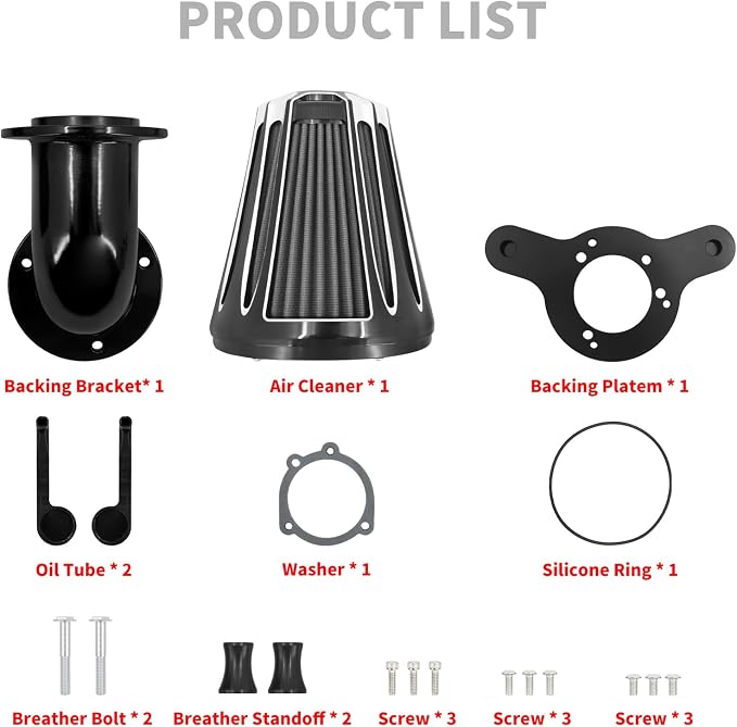 Motorcyle Air Cleaner Filter CNC 90° Forward-Facing Kit Fit for Harley Softail Touring Trike Sportster XL Dyna (Black Housing Grey Element, B For Touring 00-07,Softail 00-15,Dyna 00-17)