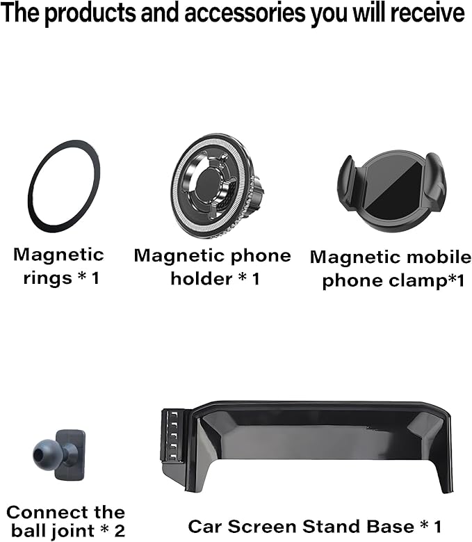 Magnetic Car Phone Mount for 2022 2023 2024 Mitsubishi Outlander SE SEL Accessories, for MagSafe Strong Magnets Cell Phone Holder 9-Inch Touch Screen Cradles, with Portable Phone Gripper