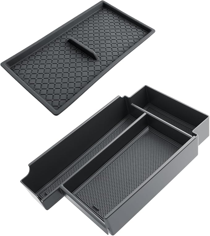SKTU 2-Pack for 2026 Nissan Pathfinder Center Console Organizer for 2026+ Nissan Pathfinder SV Console Tray & Wireless Charging Mat Nissan Pathfinder 2026 Accessories ABS Tray (Only for Pathfinder SV)